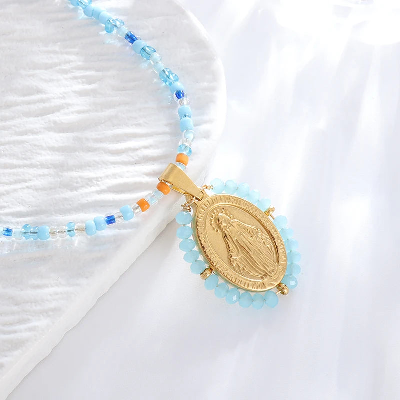Catholic virgin Mary pendant necklace