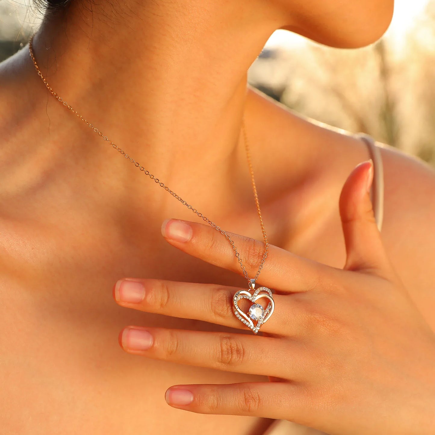 Heart for Birthstone heart I Love You necklace