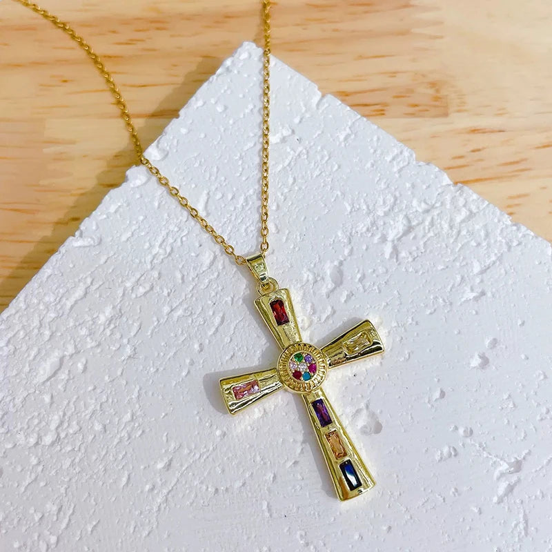 Cross pendant Zircon ston necklace