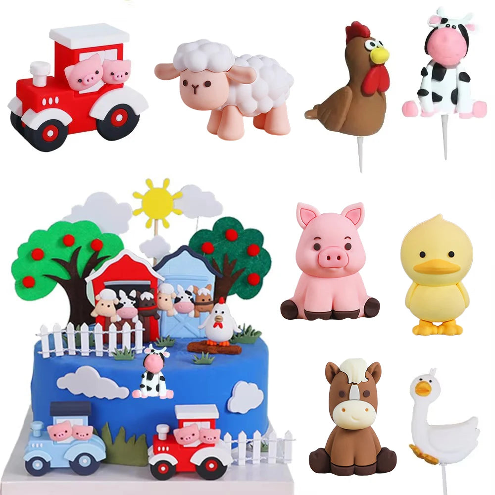 Farm animal party cake decoration 1pcs