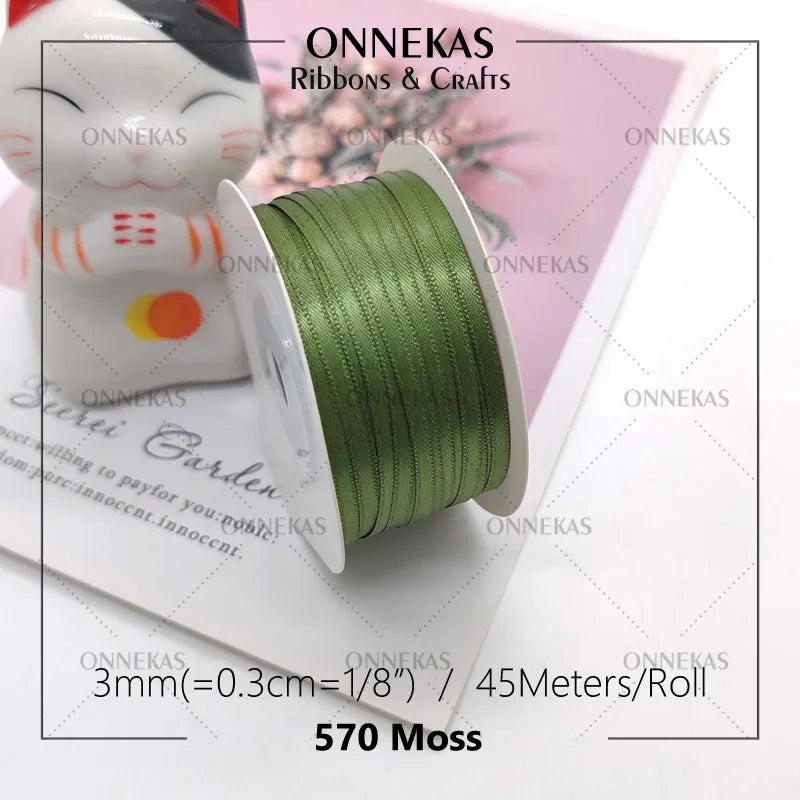 Satin ribbon 100% polyester (45M) 3mm