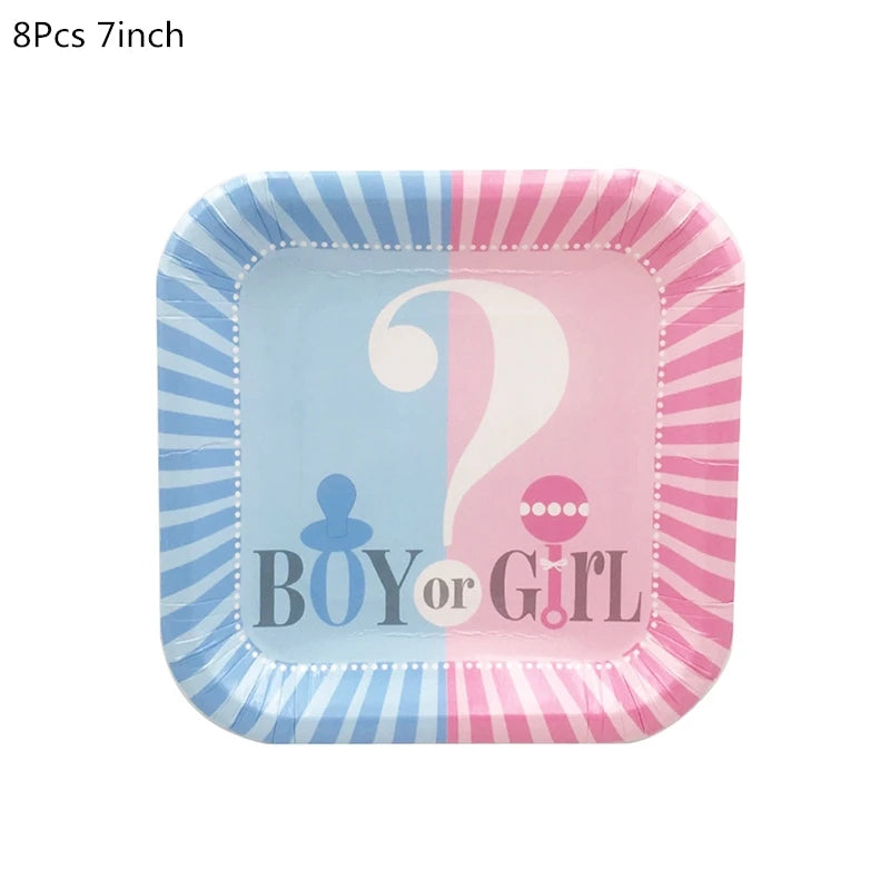 Disposable tableware set for Gender Reveal party