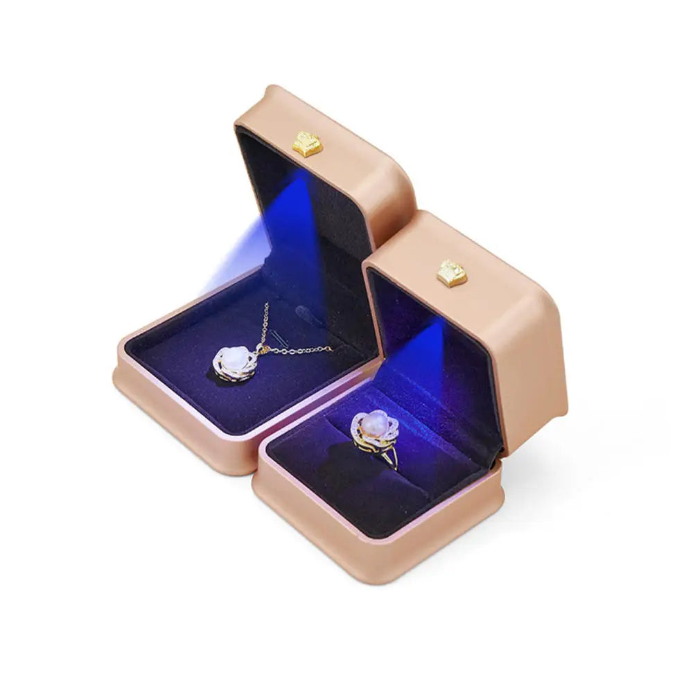 LED Light double rings box for wedding