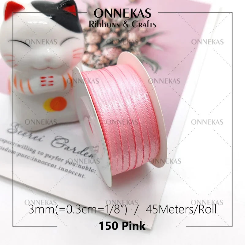 Satin ribbon 100% polyester (45M) 3mm