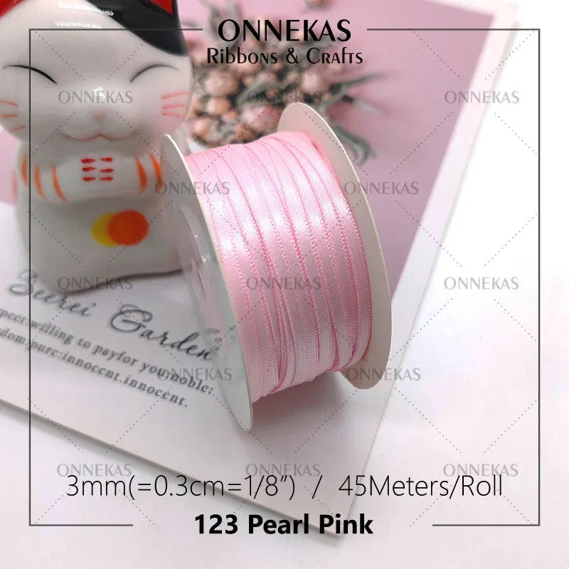 Satin ribbon 100% polyester (45M) 3mm