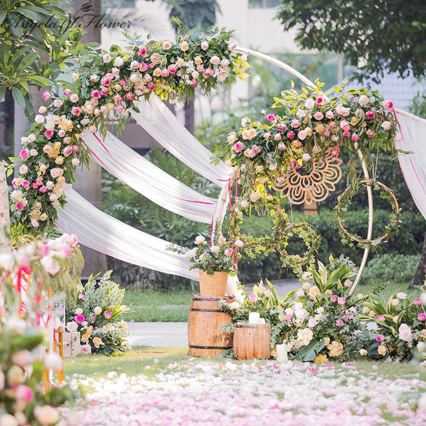 Large dubbel round metal backdrop stand archway