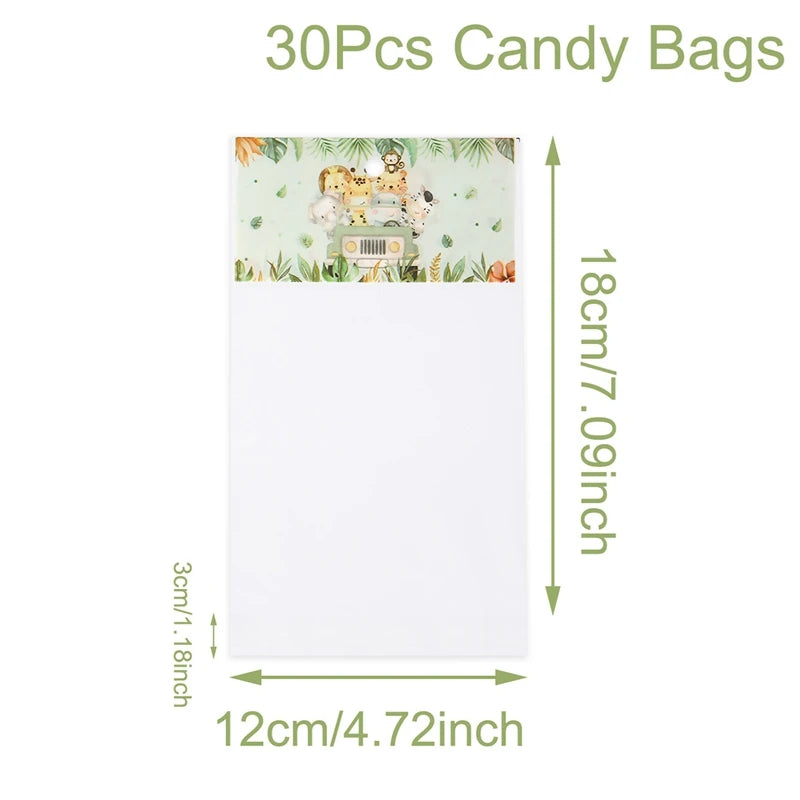 Jungle Animal Plastic Candy bags Self-Adhesive 30/50pcs