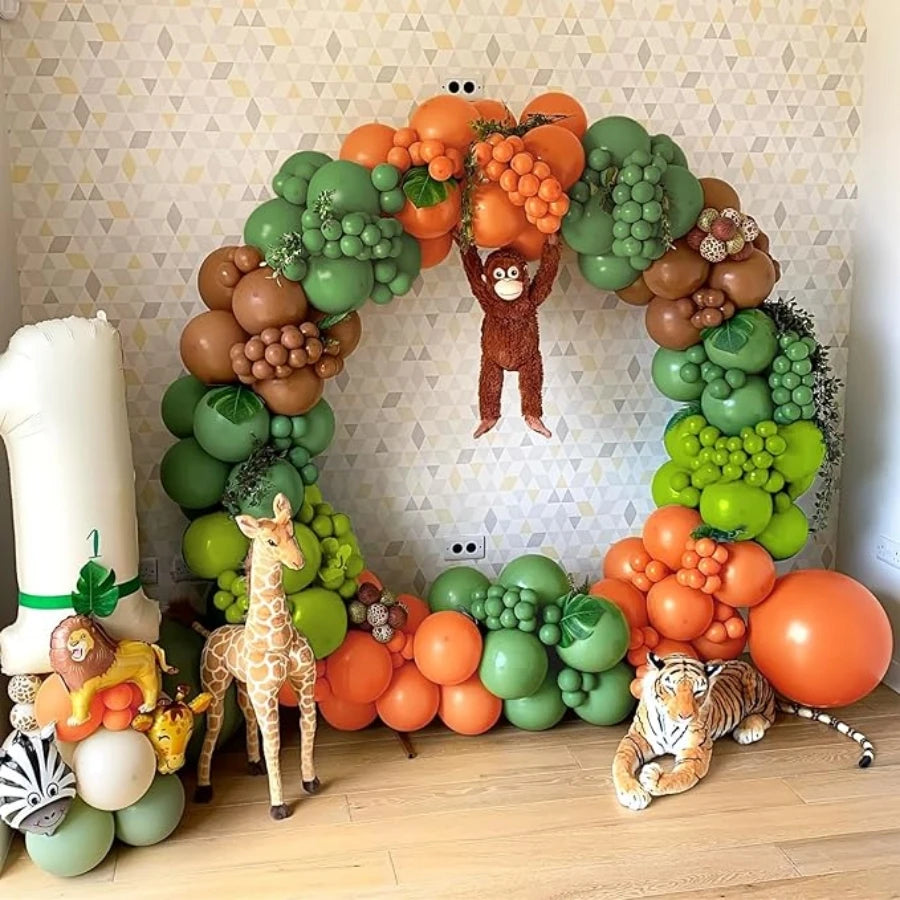 Jungle Dinosaur Green Brown Balloon Arch Set of 115