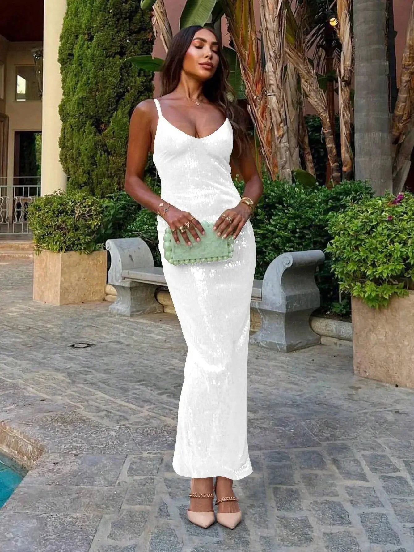 Zanna Glitter Backless Maxi Dress
