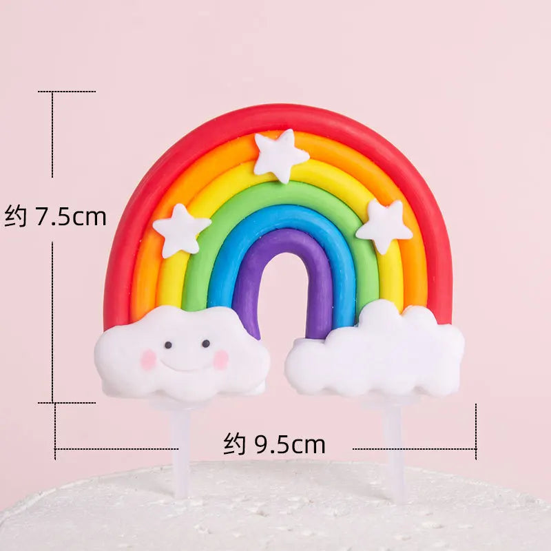 Smiling Face Cloud Rainbow Cake opper decoratings