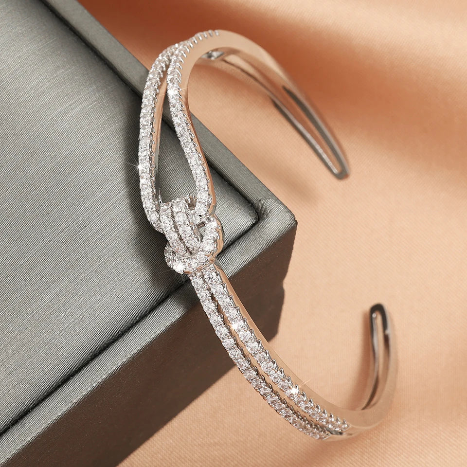 Knotted cubic Zirconia open Bracelets