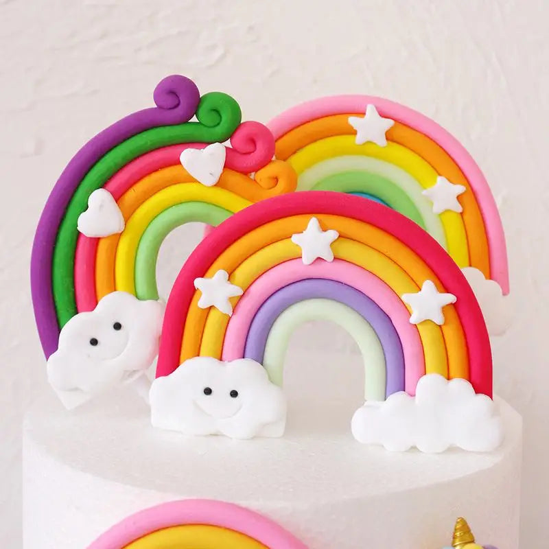 Smiling Face Cloud Rainbow Cake opper decoratings