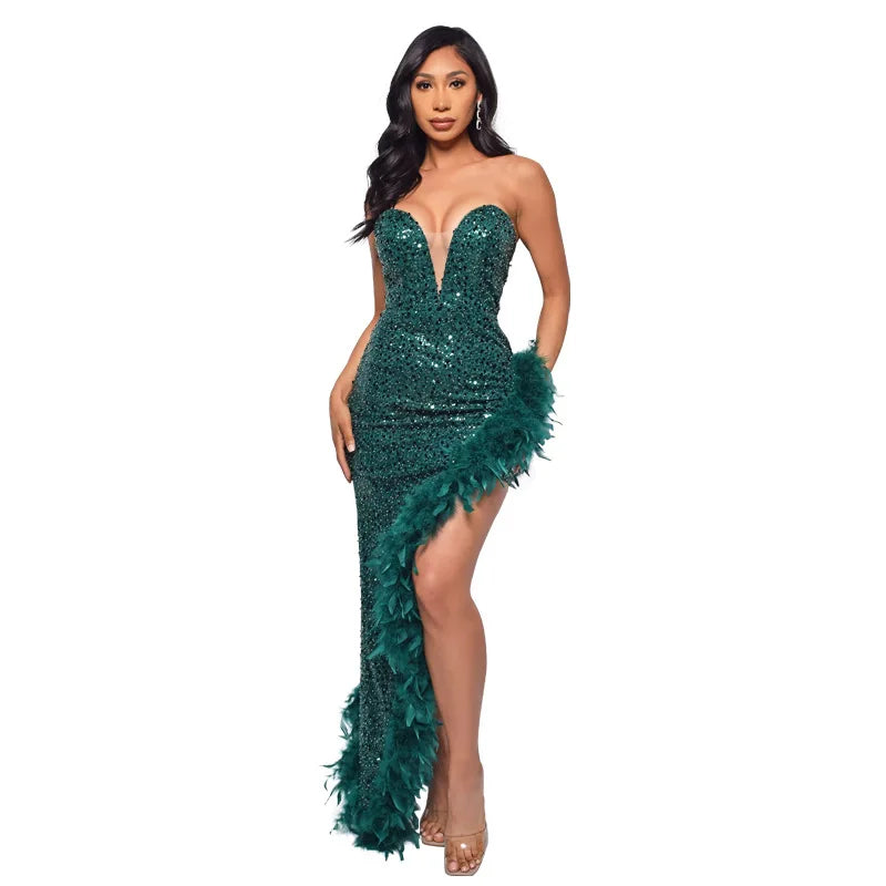 Dillma Sequin Feather Dress