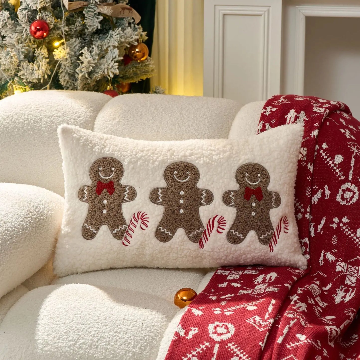 Embroidered Merry Christmas Cushion Cover