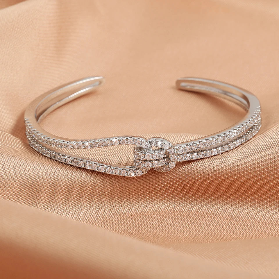 Knotted cubic Zirconia open Bracelets