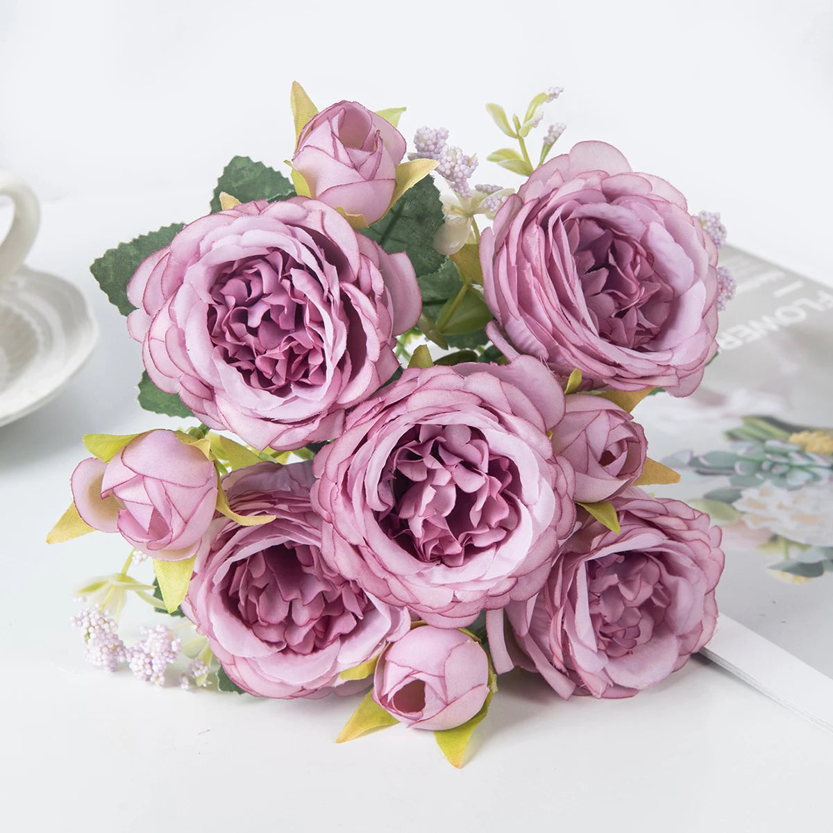Artificial flowers fake white Peonies bouquet