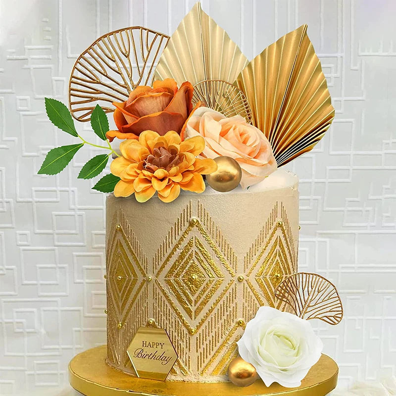 Paper Palm fan cake topper leaf 2Pcs