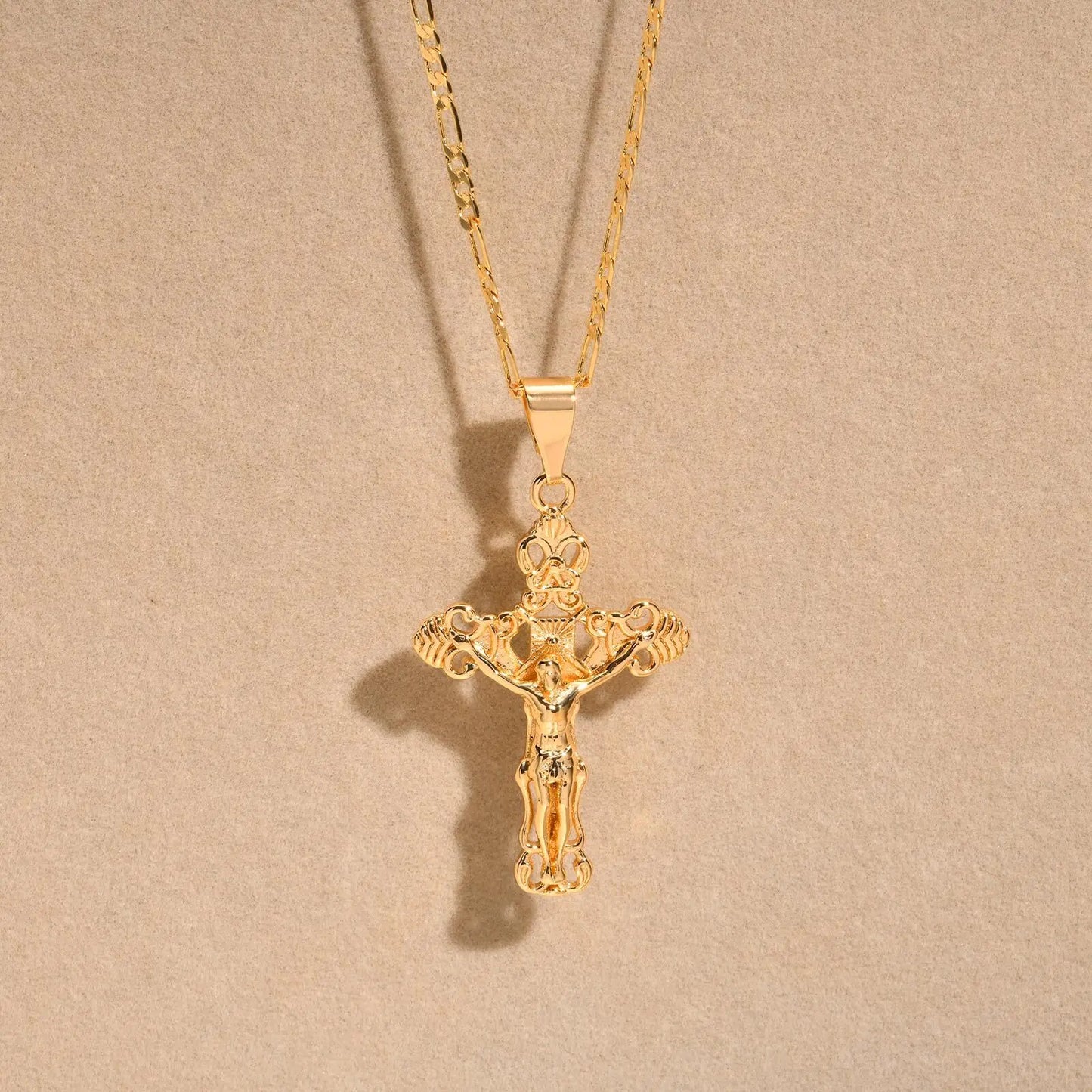 Gold plated Jesus Cross necklac