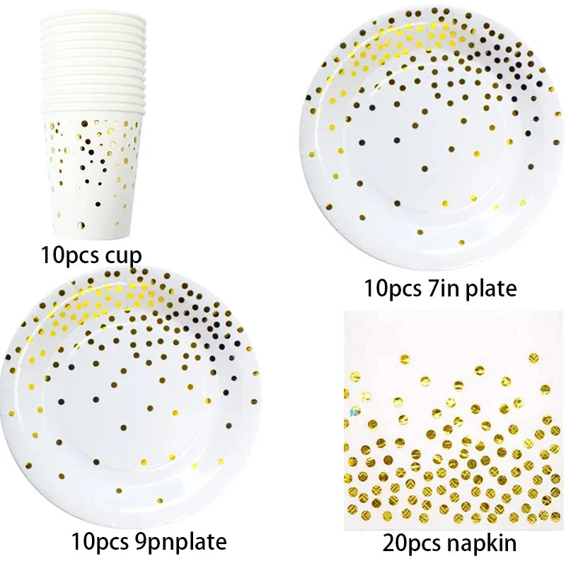Gold Polka Dot Party Tableware Set