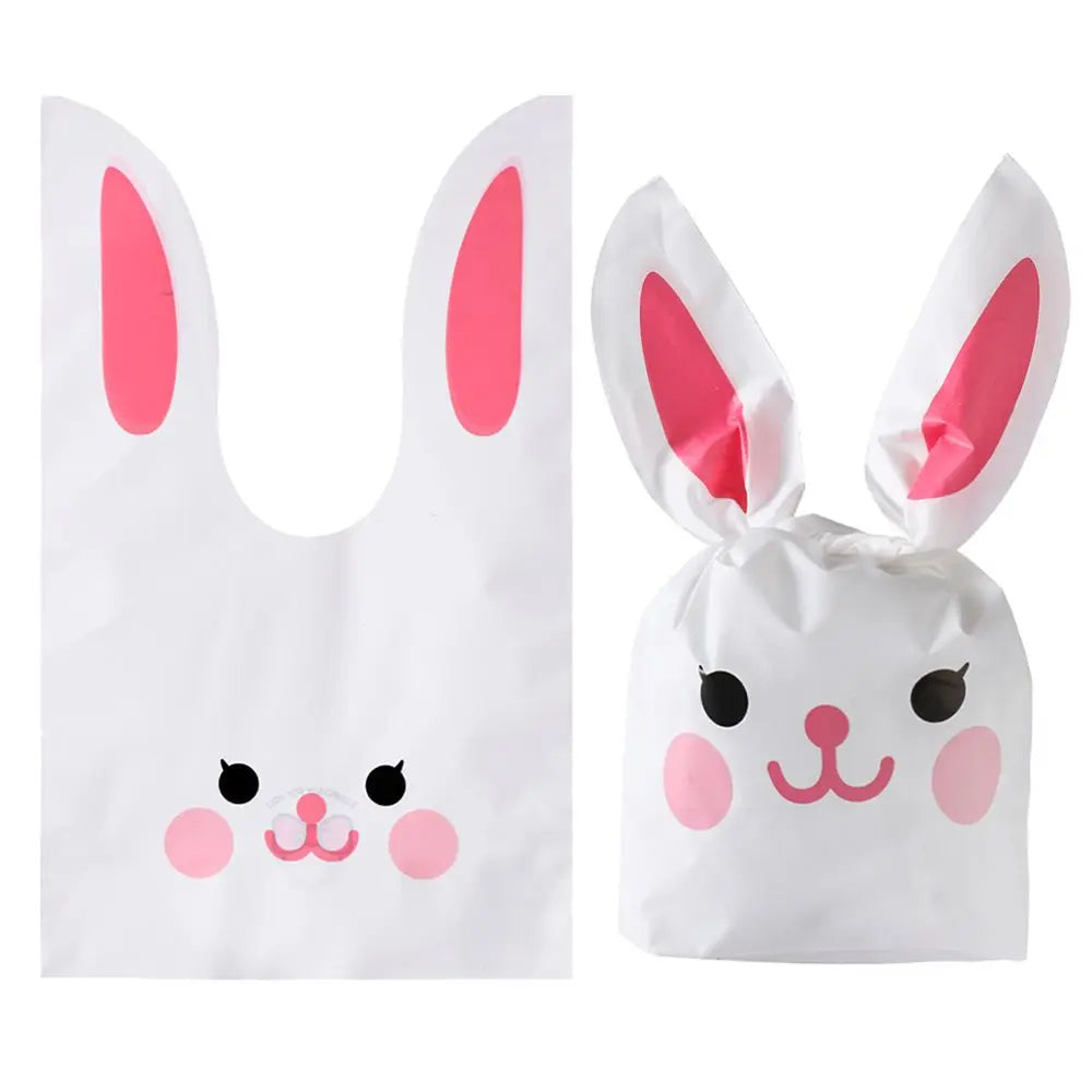 10PCS Easter Rabbit Candy Biscuit Gifts Bag Easter Bunny Ear Cookie Bags Package Pocket Event Party Supplies Snack Decoration