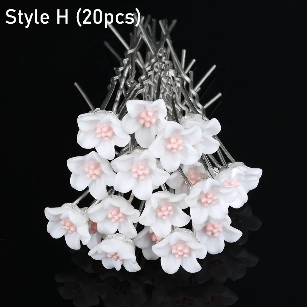 Elegant Pearl Crystal Hairpin 20pcs