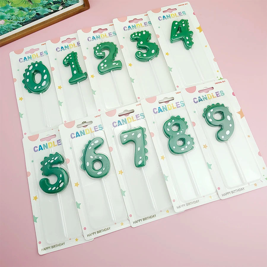 Green Dinosaur numbers 0-9 cake candle