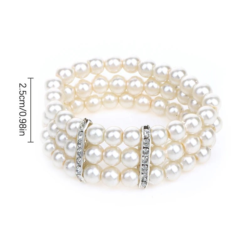 Bracelet simulated pearl multilayer beaded