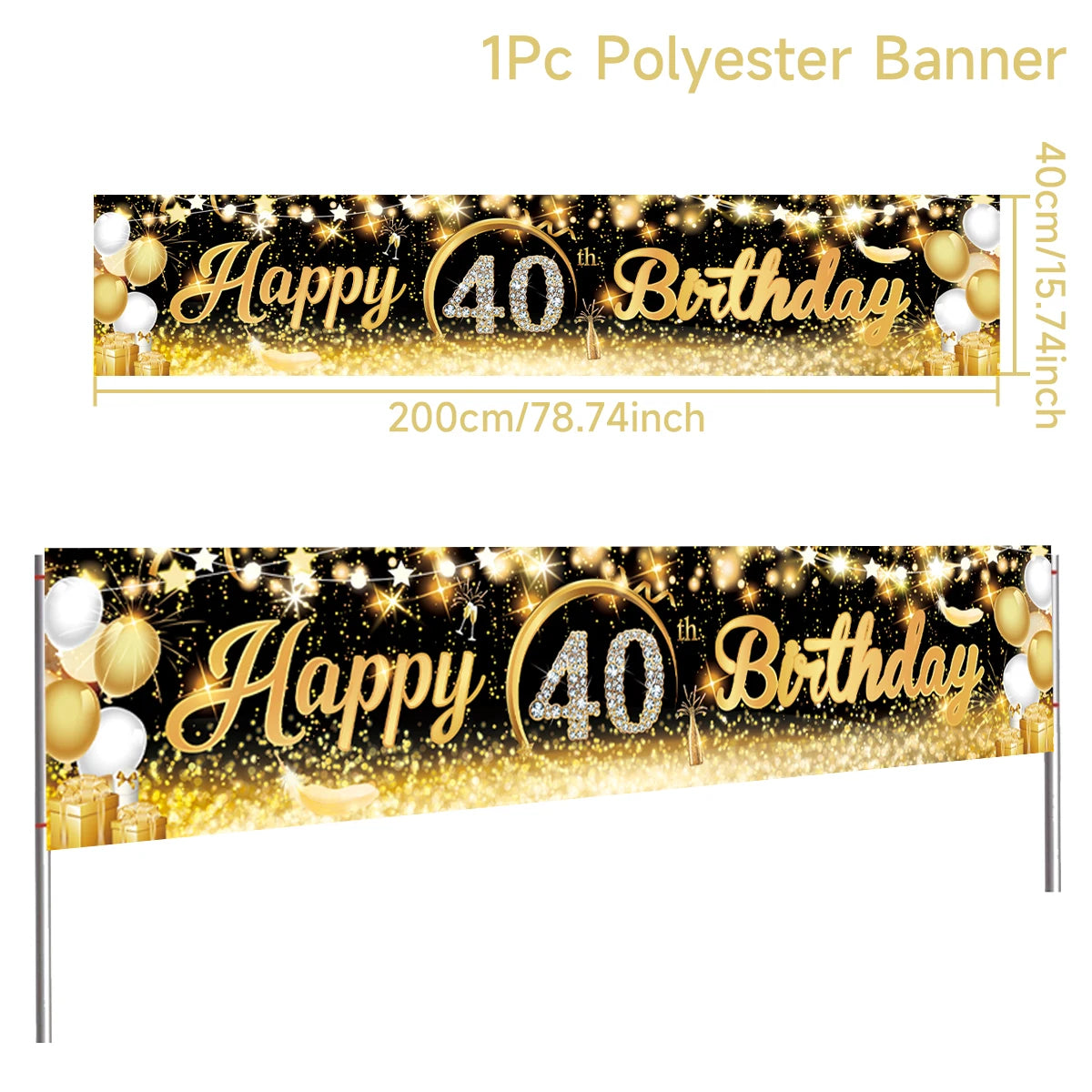 Black Gold Birhtday TableCloth