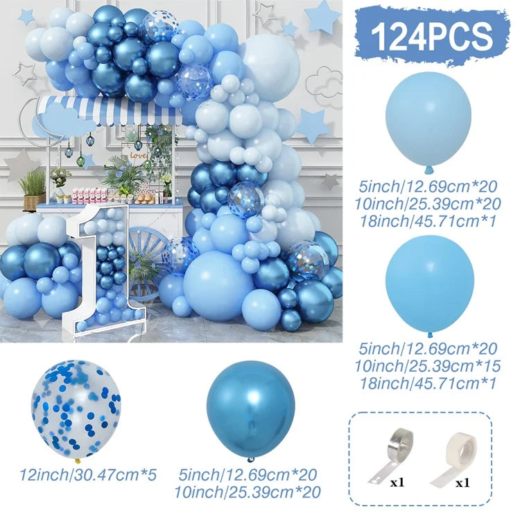 Blue balloon garland arch