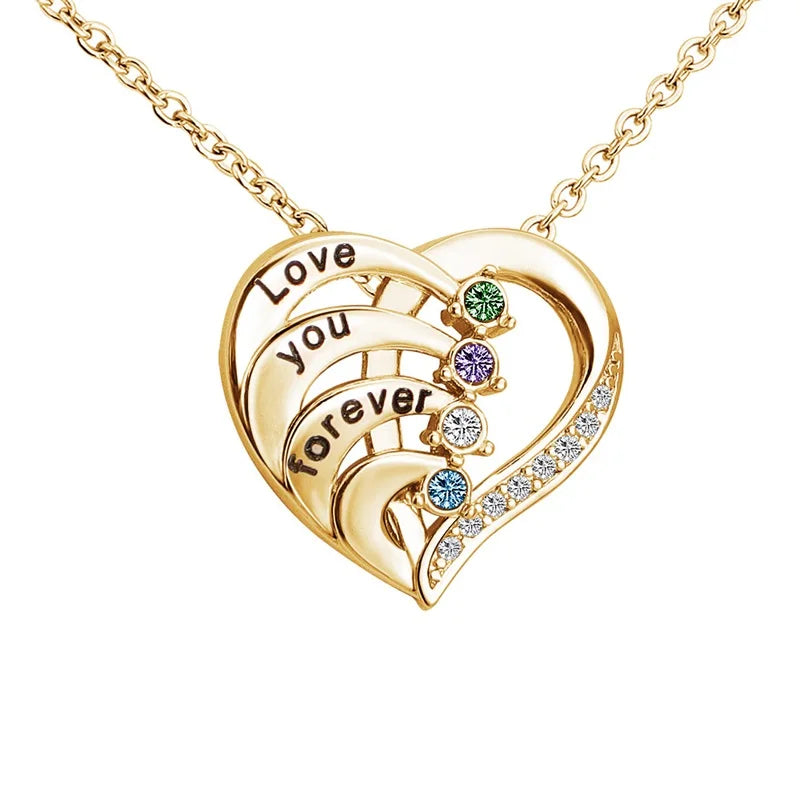 Personalized name hearts pendant necklace