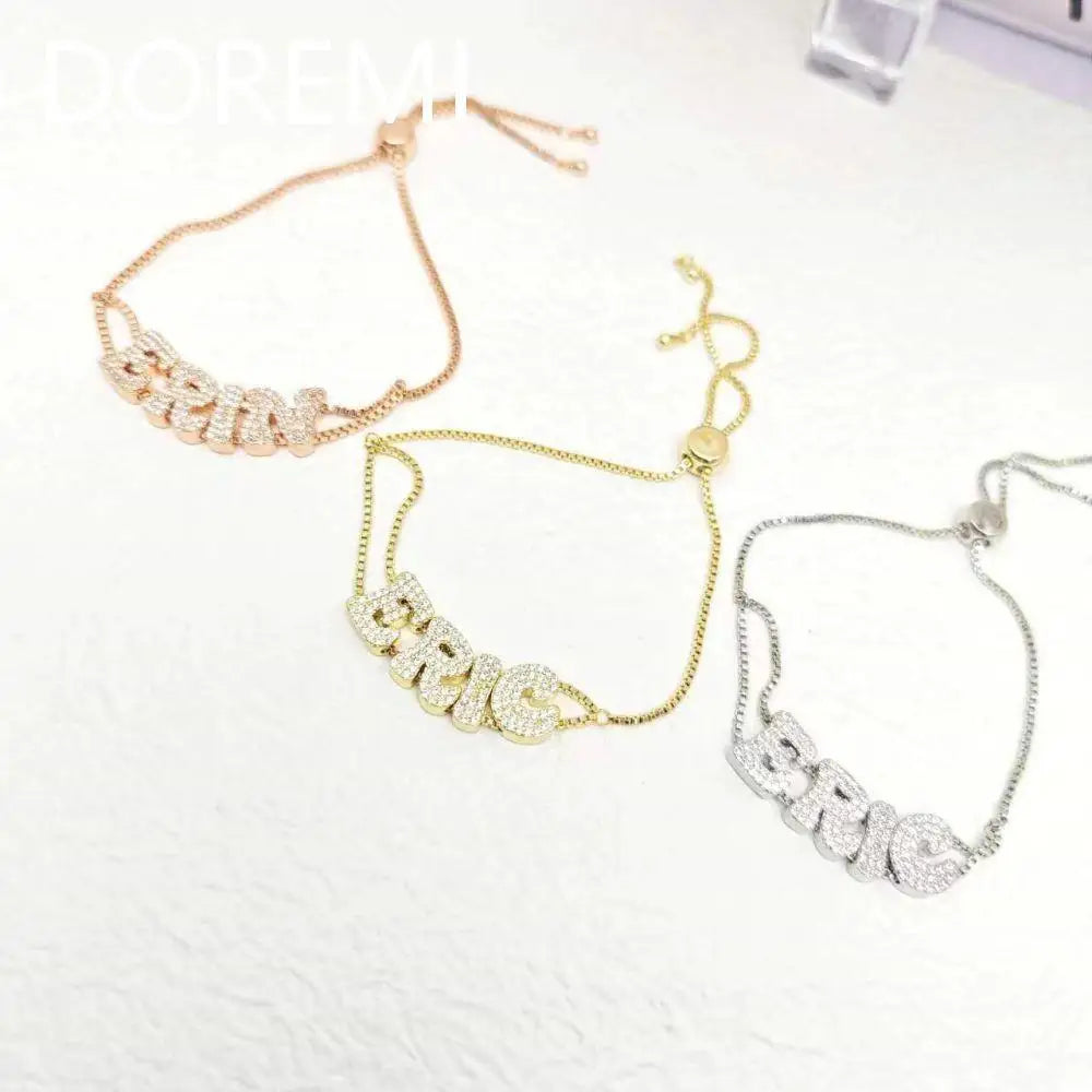 Sivana Doubel Crystal Zircon name customized Bracelets