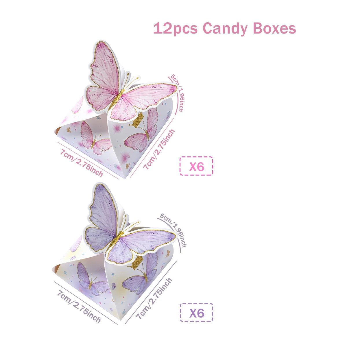 Candy gift box purple pink Butterfly 12pcs