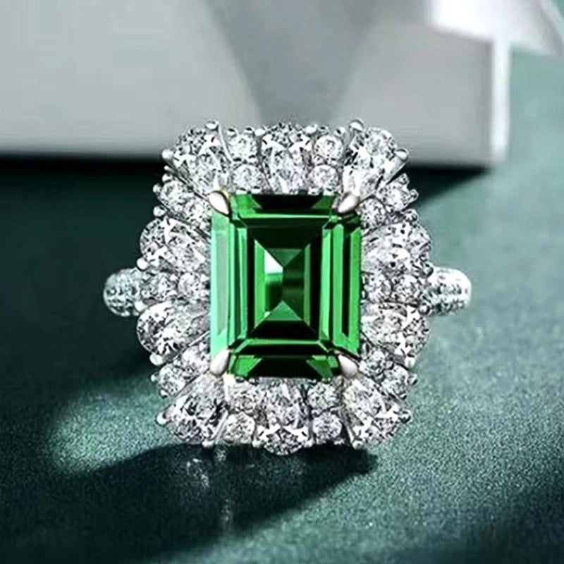 Lizza ring green Pear-shaped crystal
