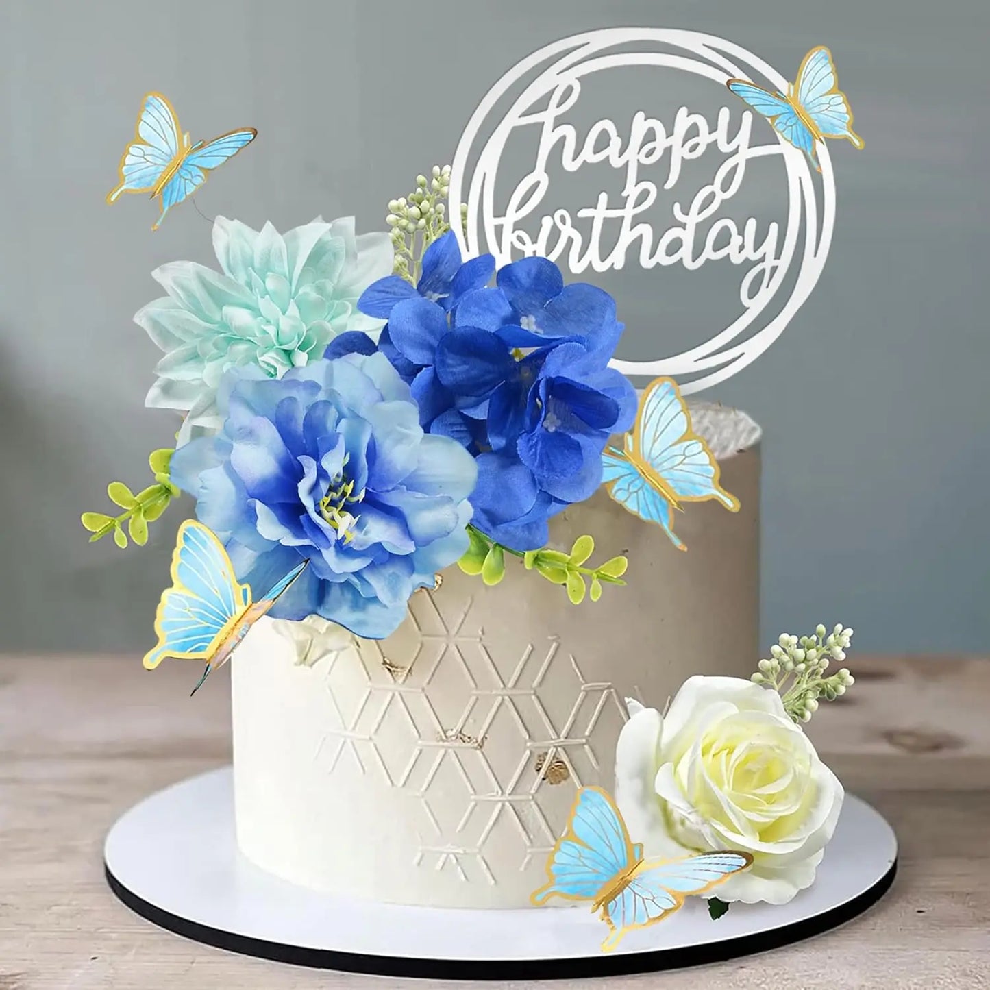 Happy birthday flower cake toppers