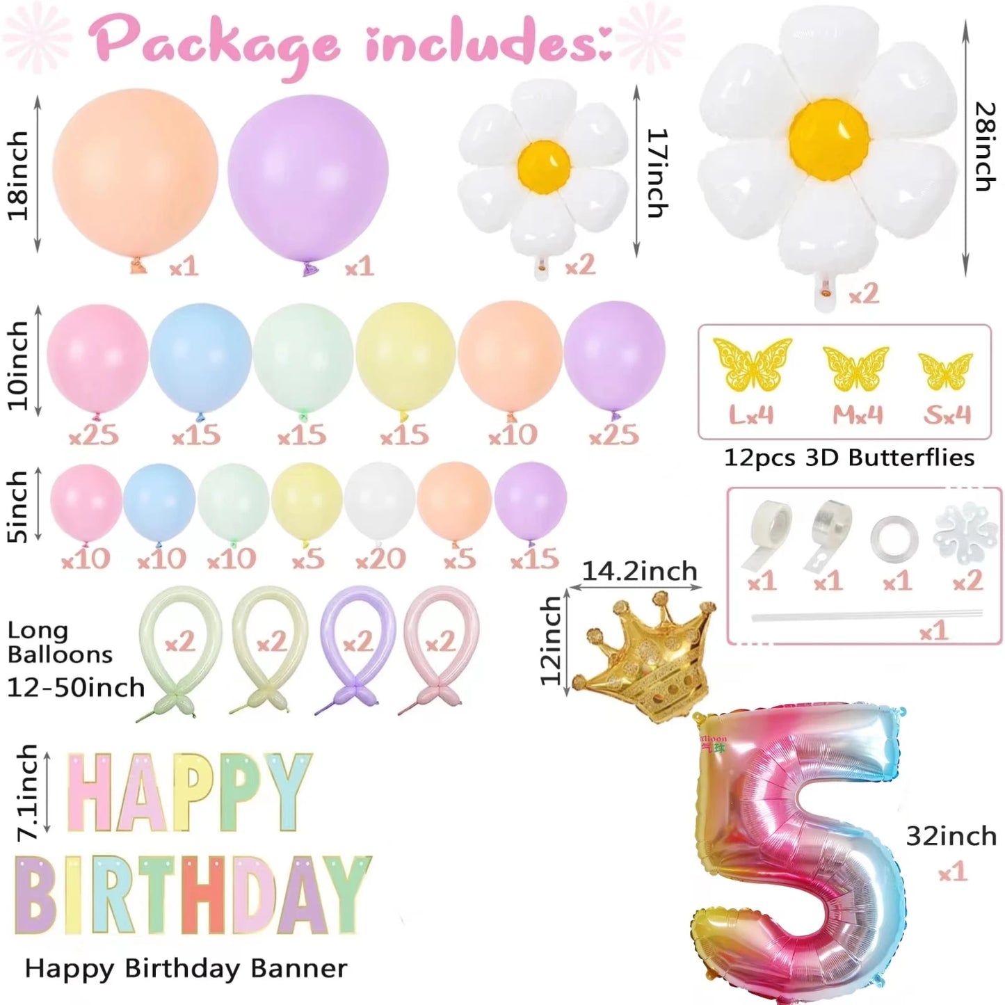 200PCS Macaron Foil Balloon Garland Set