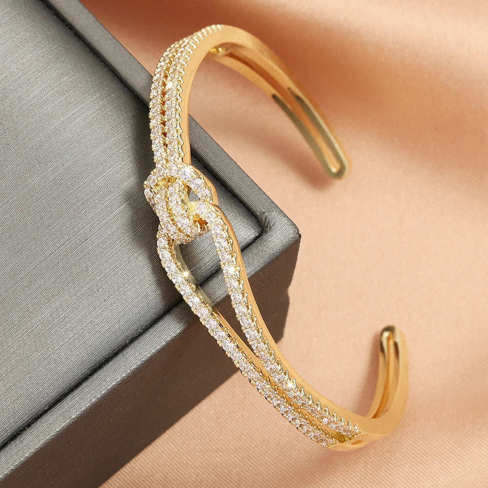 Knotted cubic Zirconia open Bracelets
