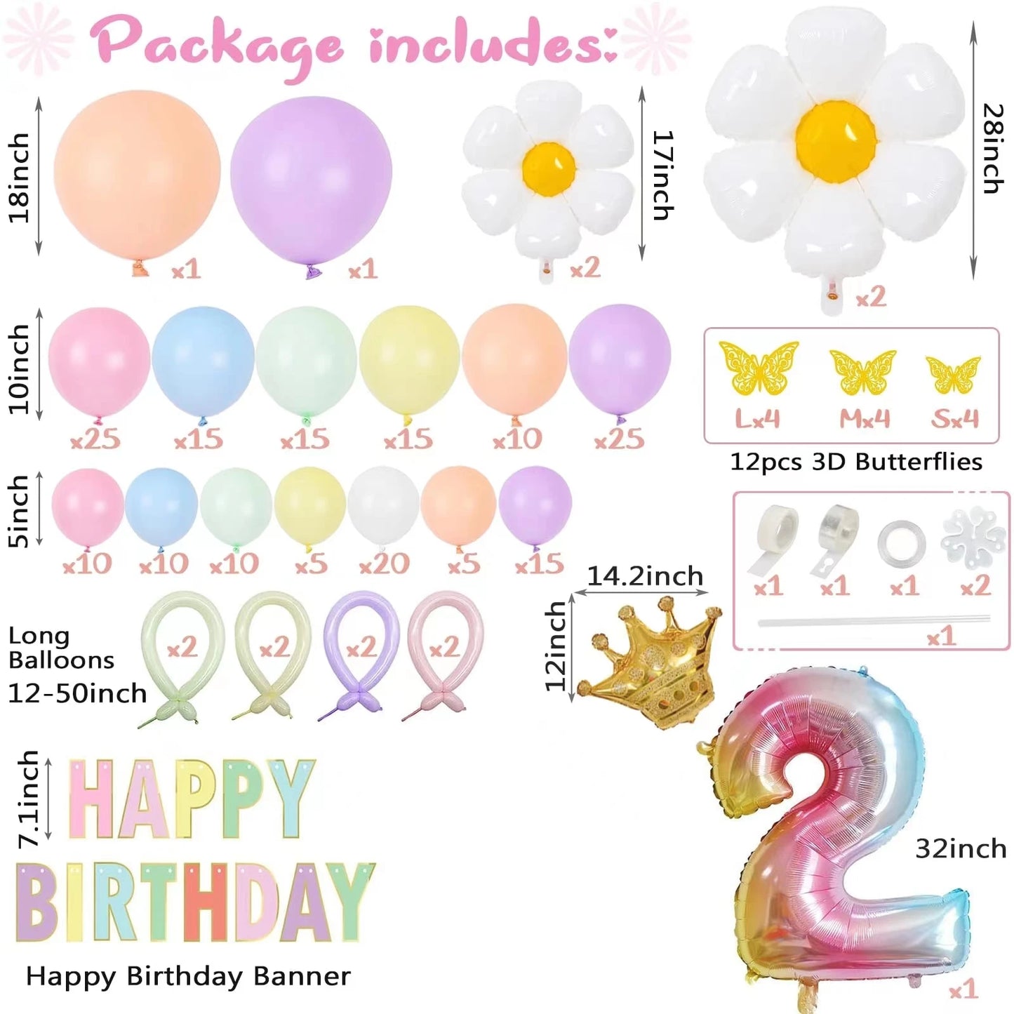 200PCS Macaron Foil Balloon Garland Set