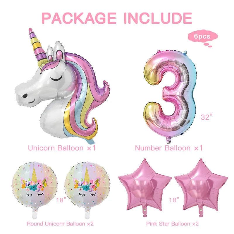 Rainbow Unicorn Balloon 32 inch 1Set