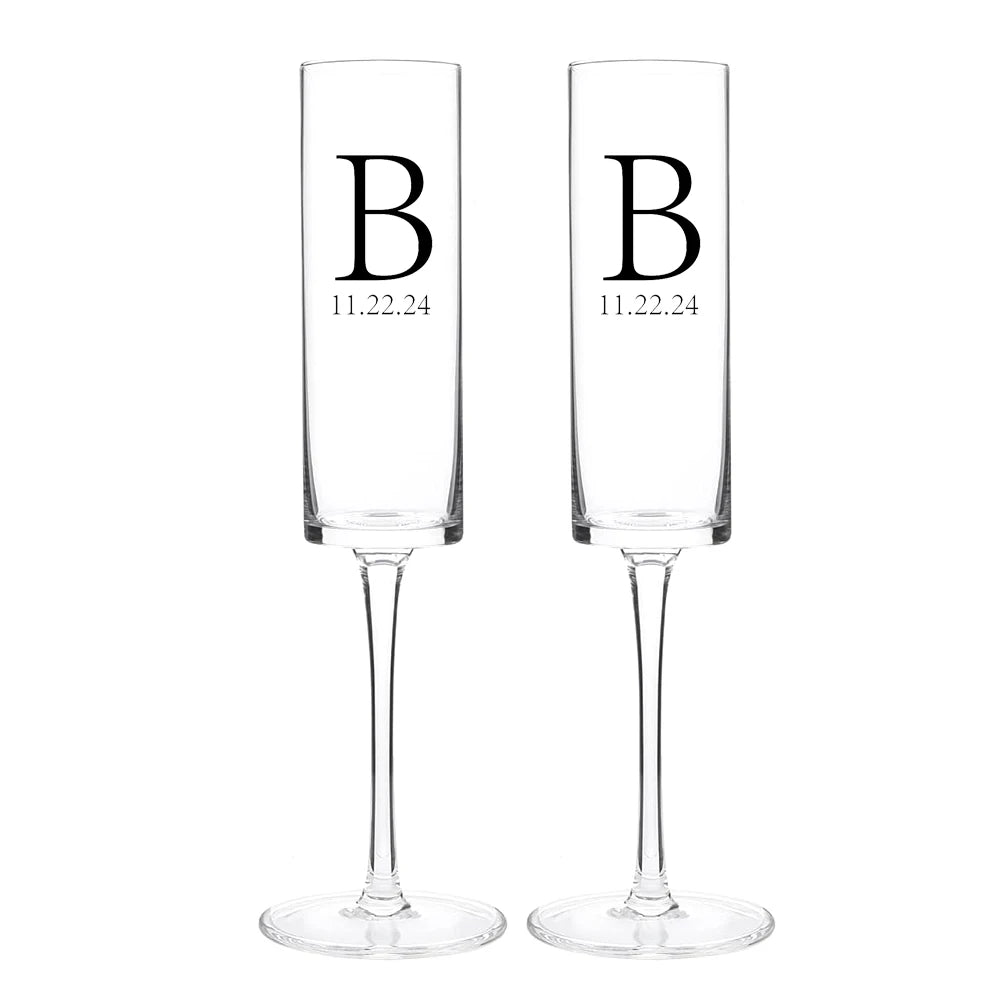 Custom Laser engraving name Champagne flute
