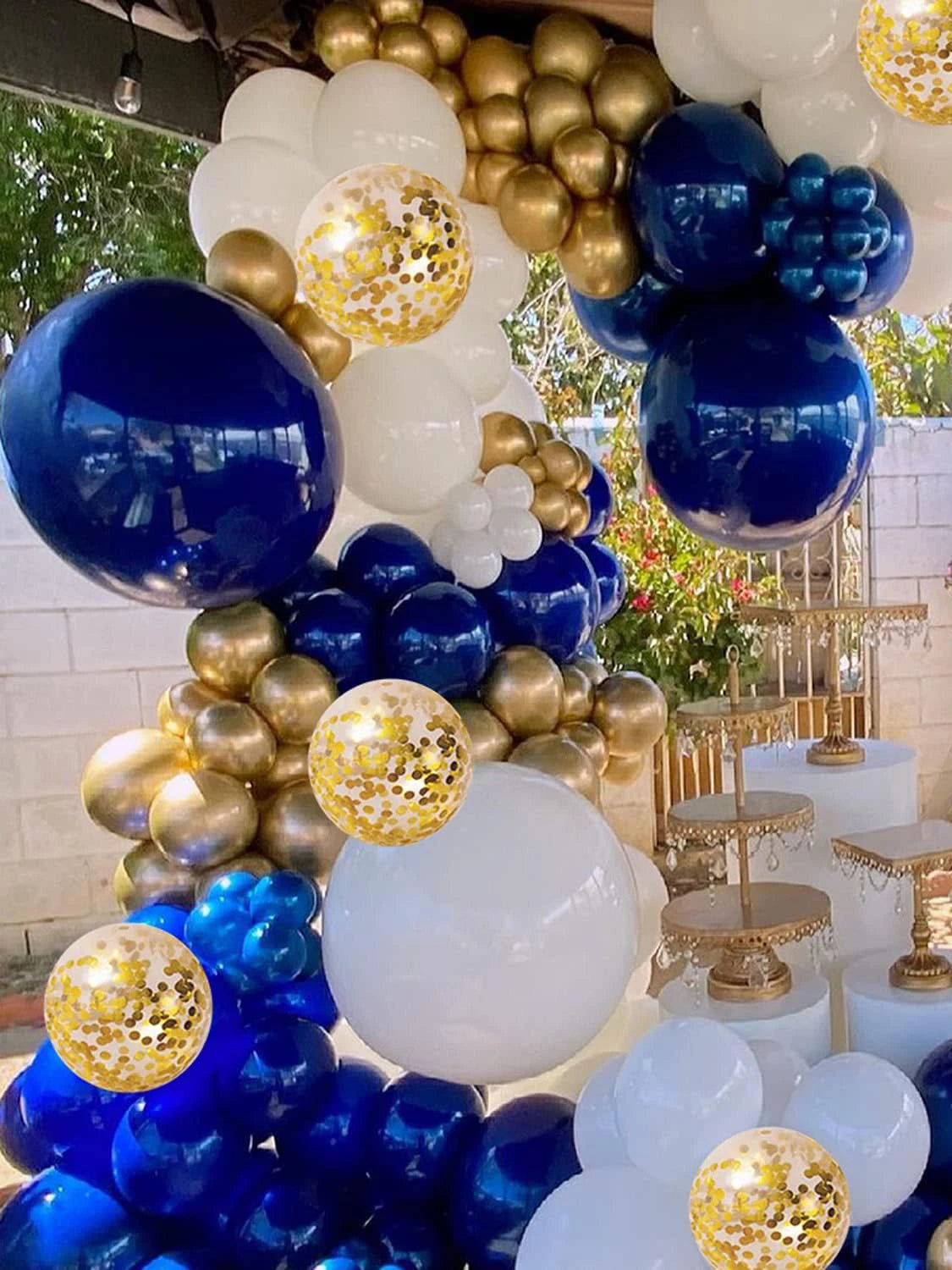 131PCS Blue & Gold Balloon Arch Set with Accessories