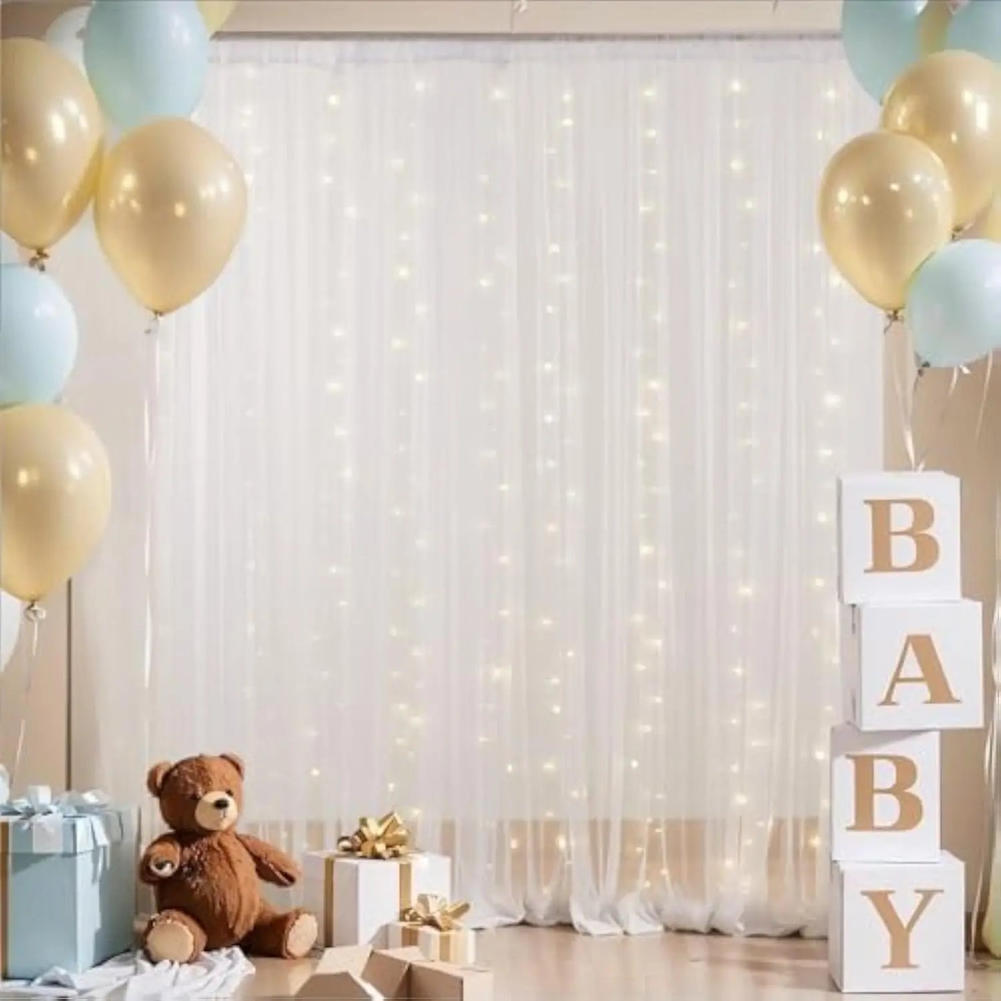Tulle backdrop curtains, sheer 1 Set/2