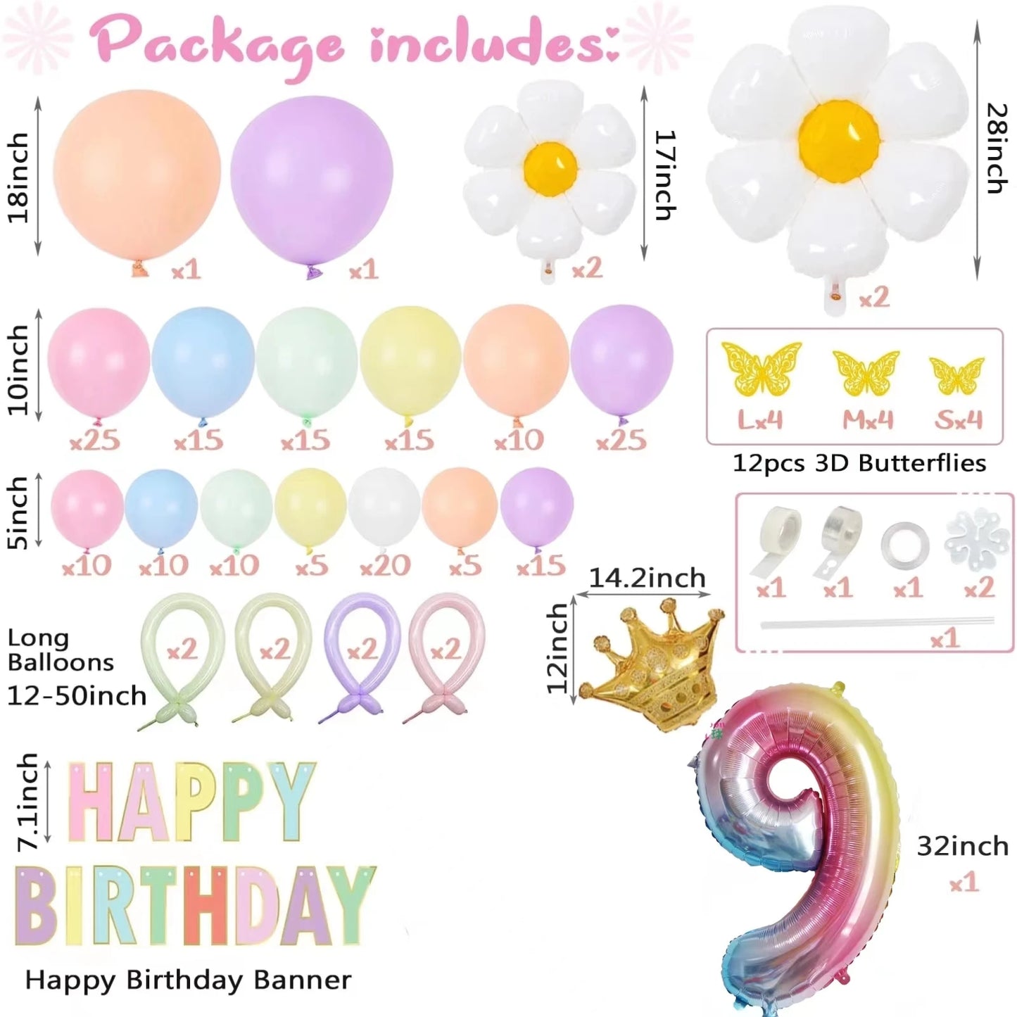 200PCS Macaron Foil Balloon Garland Set