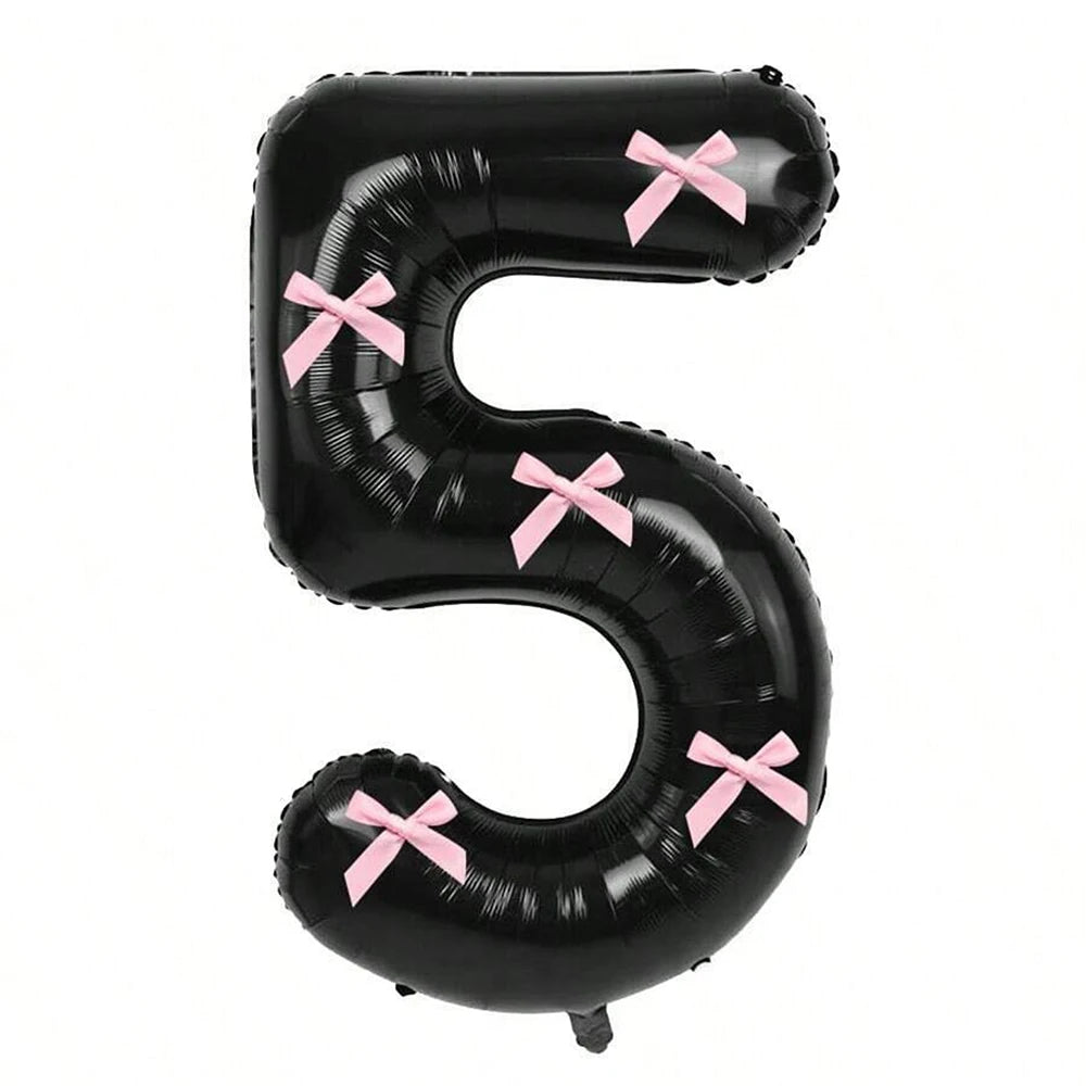 Pink Bow balloons number