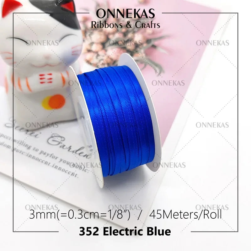 Satin ribbon 100% polyester (45M) 3mm