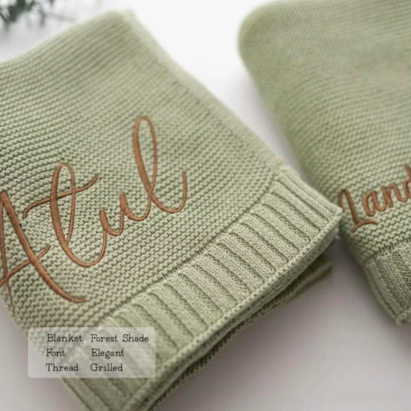 Personalized name Baby knitted blanket cotton 100x80cm custom