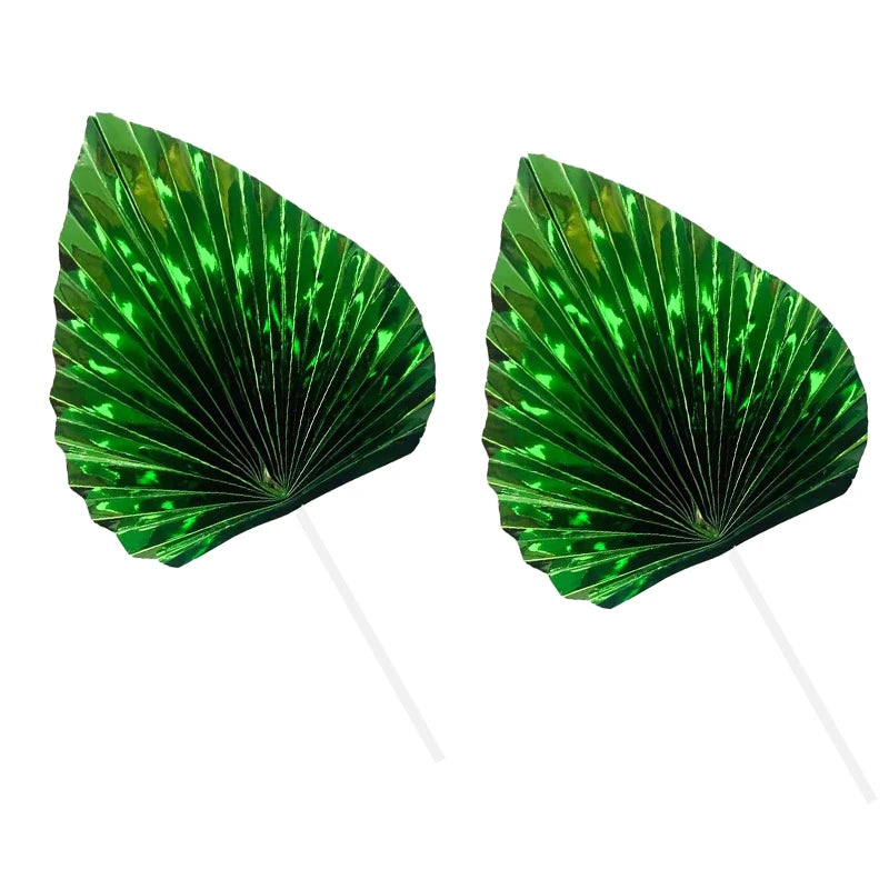 Paper Palm fan cake topper leaf 2Pcs