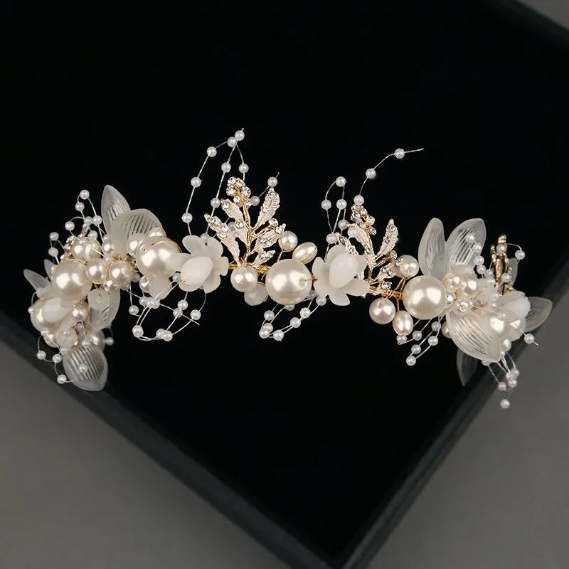 Hair Tiara Crystal & Pearl