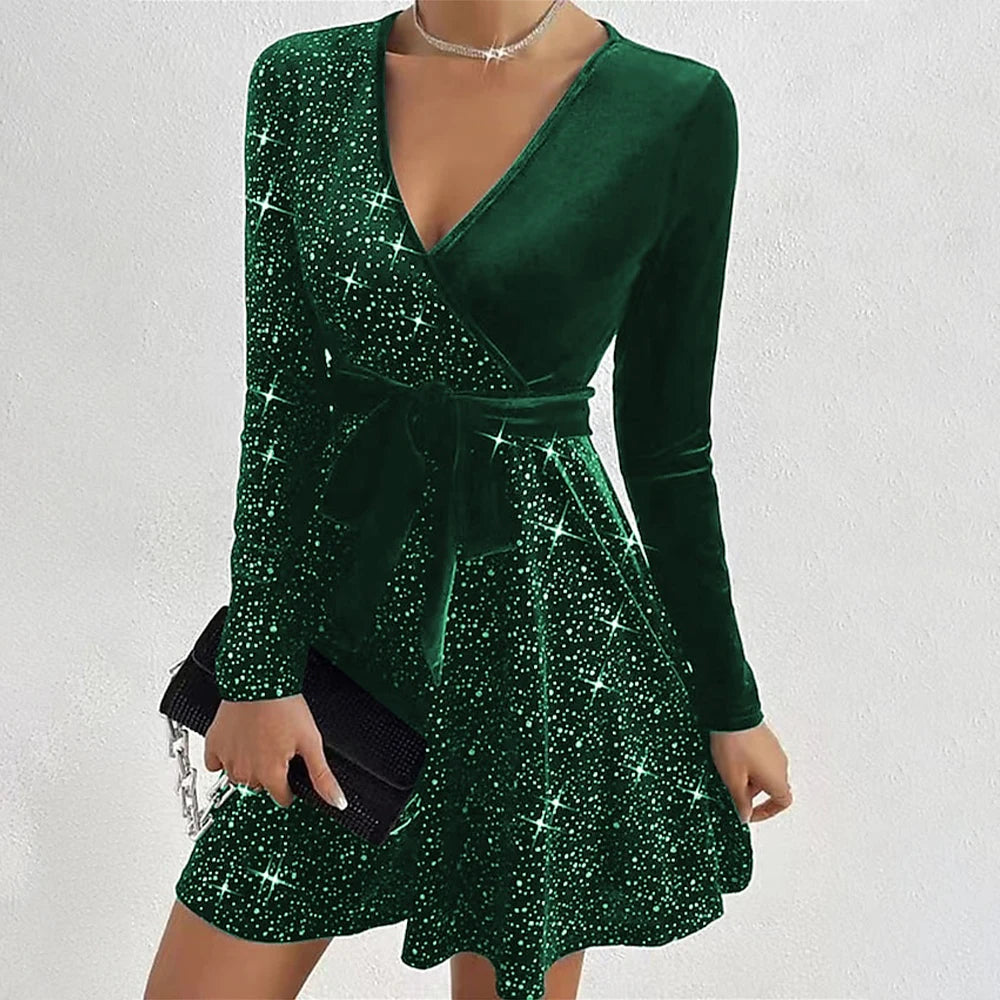 Zenah Velvet Sequin Mini Dress