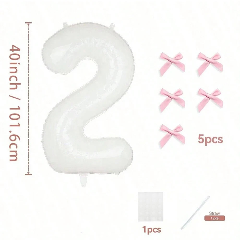 Pink Bow balloons number