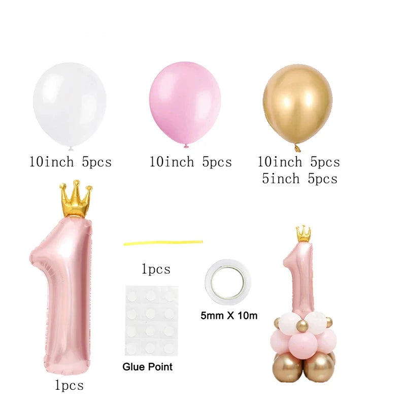 Crown number Foil balloons 1st